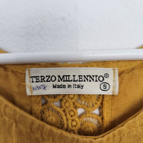 Terzo Millennio Linen Top S Orange Minimalist Beach Lagenlook Cottage - Picture 3 of 5